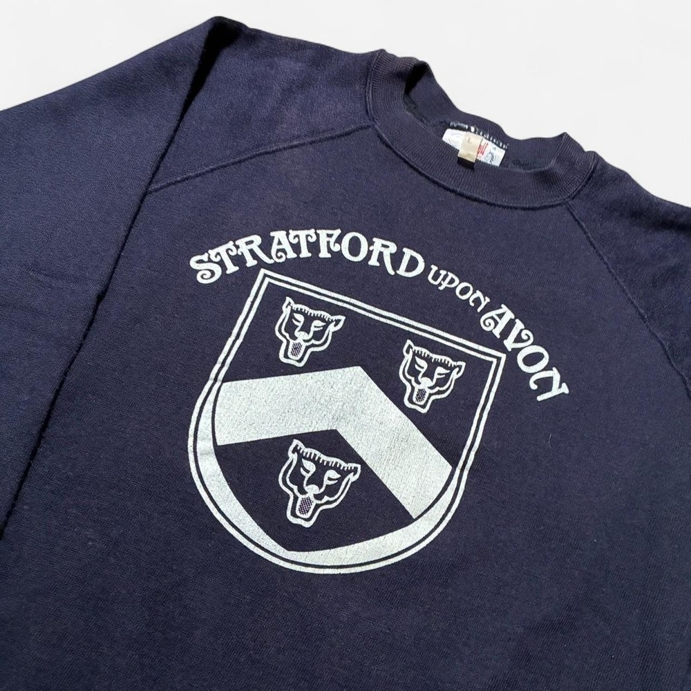 Vintage 1970s Navy blue Stratford Upon Avon William Shakespeare crewneck - Picture 4 of 8